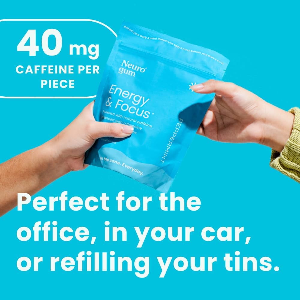 Energize Your Day with Neuro Peppermint Energy & Focus Gum – 90 Count of Caffeine-Infused Clarity!