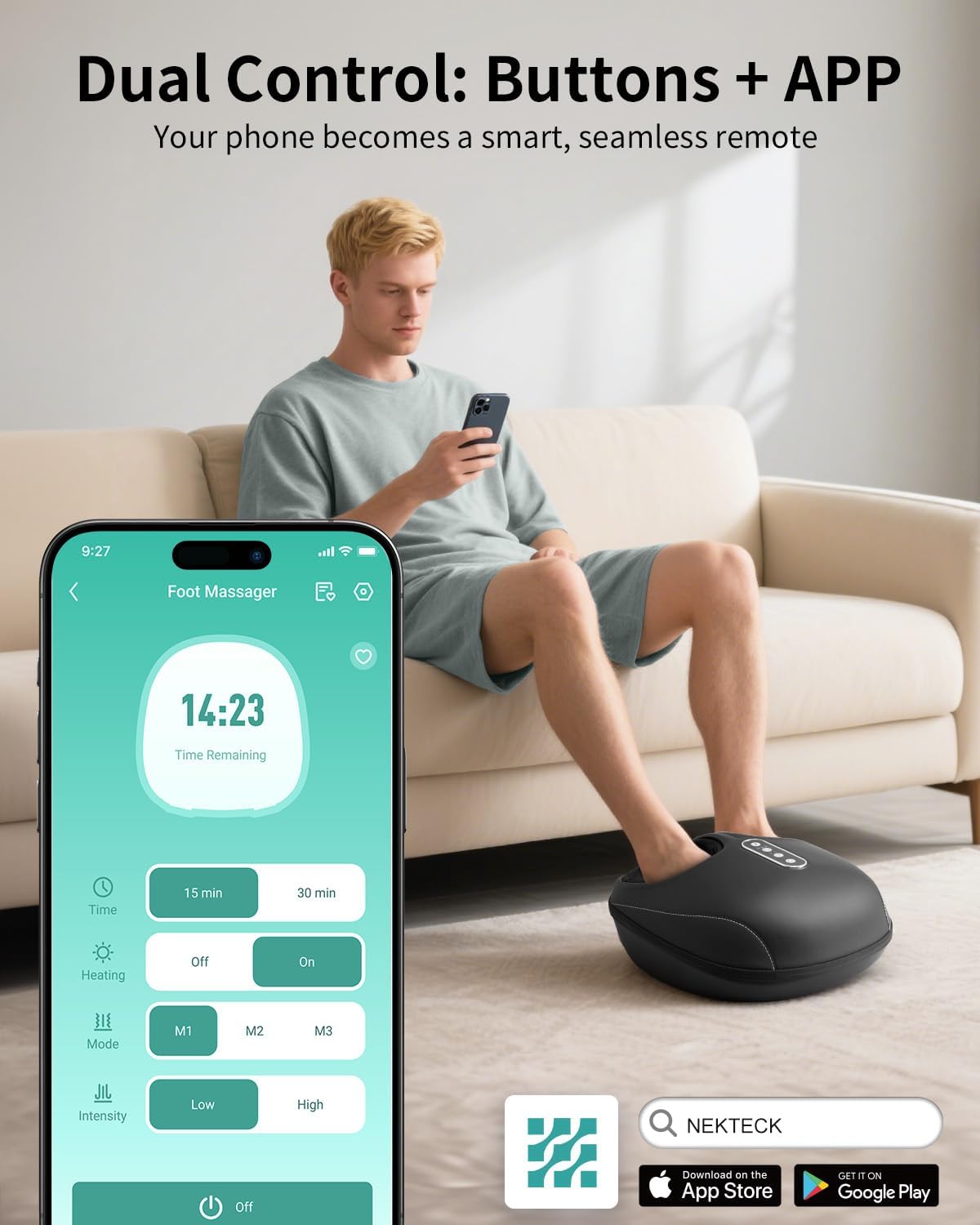 Ultimate Shiatsu Foot Massager with Heat – Relieve Plantar Fasciitis & Neuropathy Pain with Deep Kneading, Air Compression & Smart App Control – Perfect Gift for Anyone!
