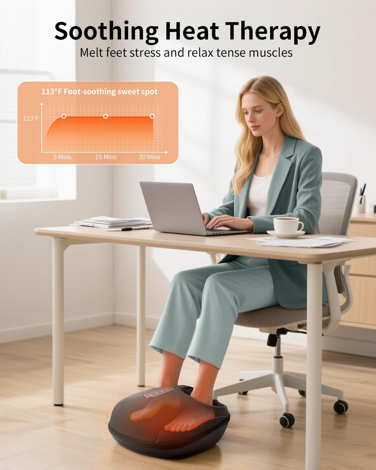 Ultimate Shiatsu Foot Massager with Heat – Relieve Plantar Fasciitis & Neuropathy Pain with Deep Kneading, Air Compression & Smart App Control – Perfect Gift for Anyone!