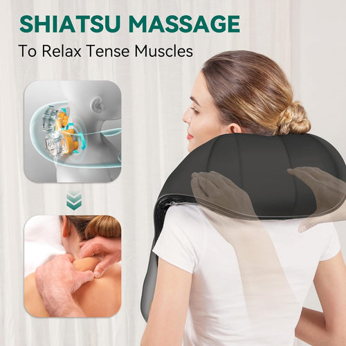 Ultimate Cordless Shiatsu Neck and Shoulder Massager with Soothing Heat - Perfect Portable Electric Massage Pillow for Whole Body Relaxation - Ideal Christmas Gift