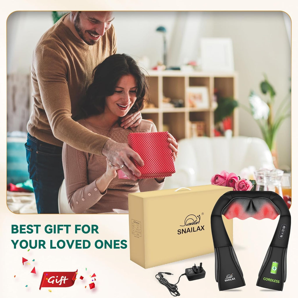 Ultimate Cordless Shiatsu Neck and Shoulder Massager with Soothing Heat - Perfect Portable Electric Massage Pillow for Whole Body Relaxation - Ideal Christmas Gift