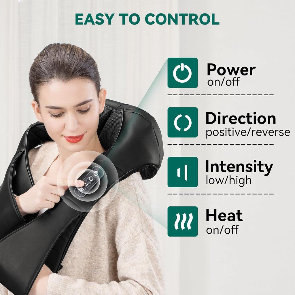 Ultimate Cordless Shiatsu Neck and Shoulder Massager with Soothing Heat - Perfect Portable Electric Massage Pillow for Whole Body Relaxation - Ideal Christmas Gift