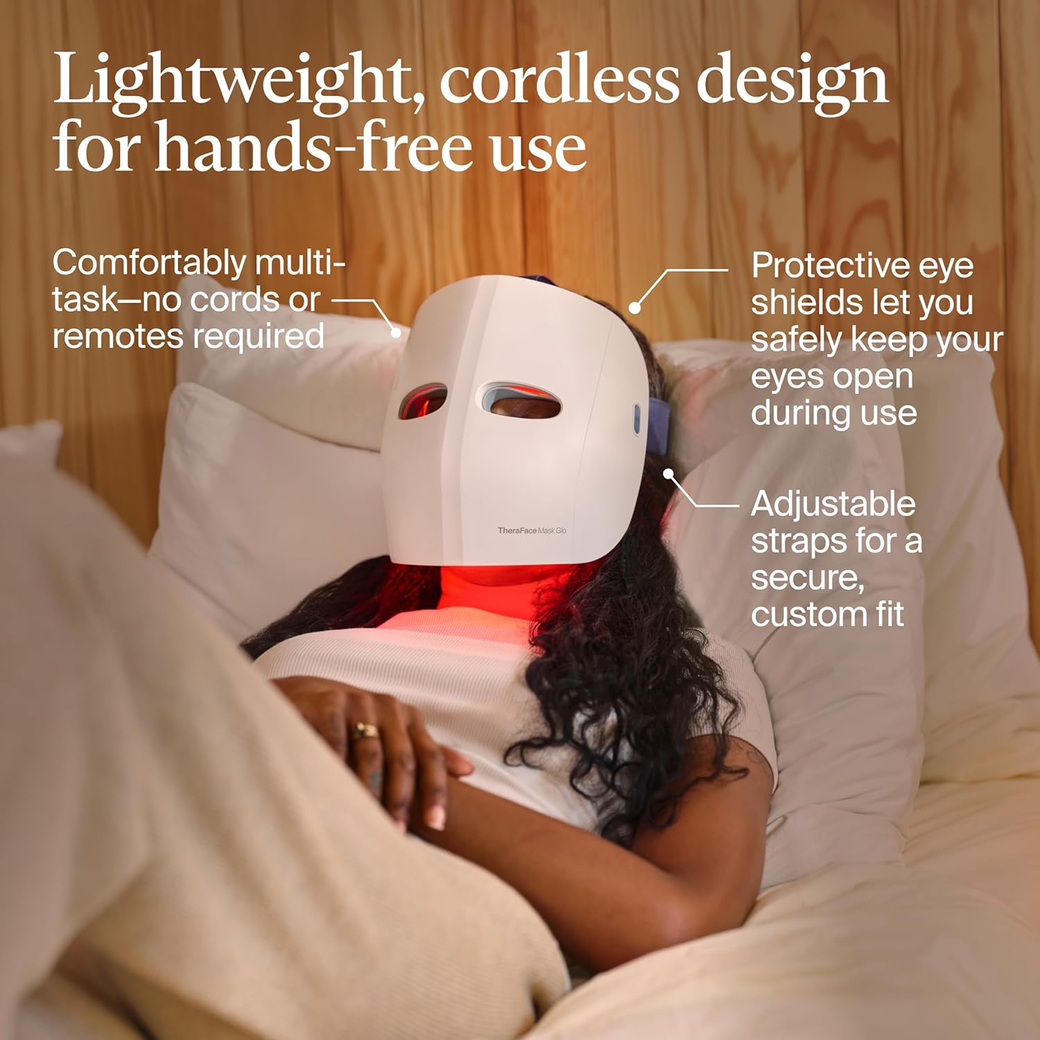 Transform Your Skin with the Mask Glo - Cordless LED Face Mask Featuring Red, Blue, and Infrared Light Therapy with Relaxing Scalp Massage for Radiant, Youthful Complexion - FDA Cleared